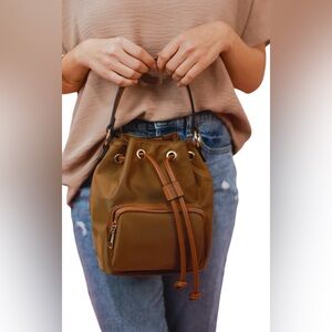 Isabelle Vegan Drawstring Bucket Handbag with Shoulder Strap NWT